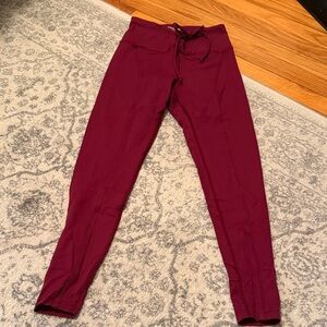 Year of Ours Deep Red Lace-Up Leggings